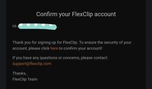 Confirm your FlaxClip account